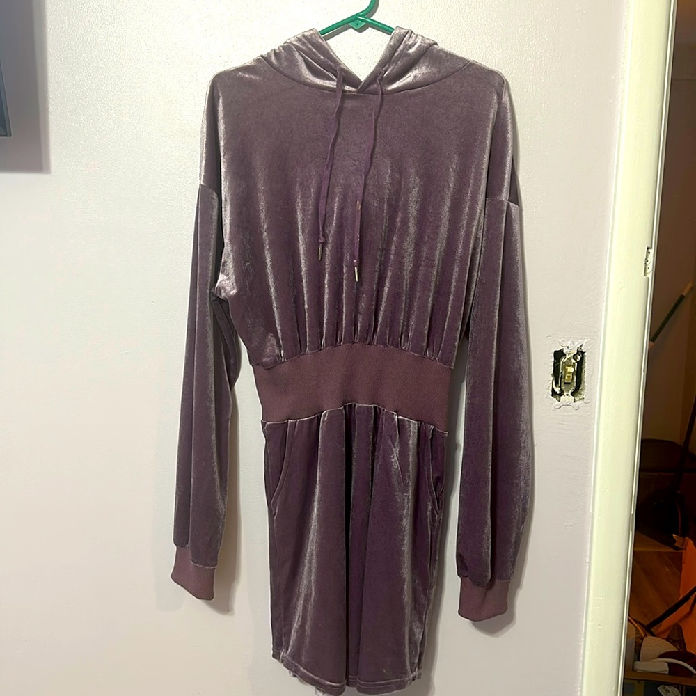 Fashion Nova Hooded Velvet Dress